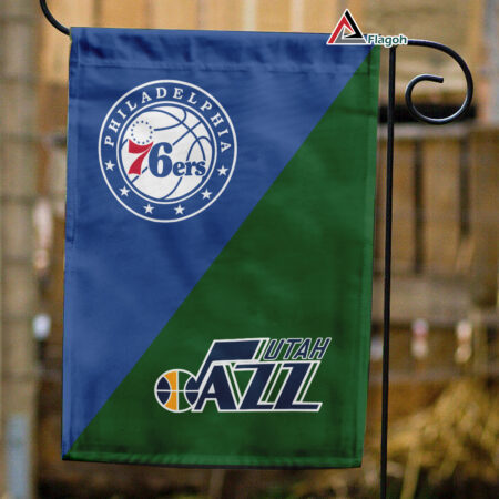76ers vs Jazz House Divided Flag, NBA House Divided Flag