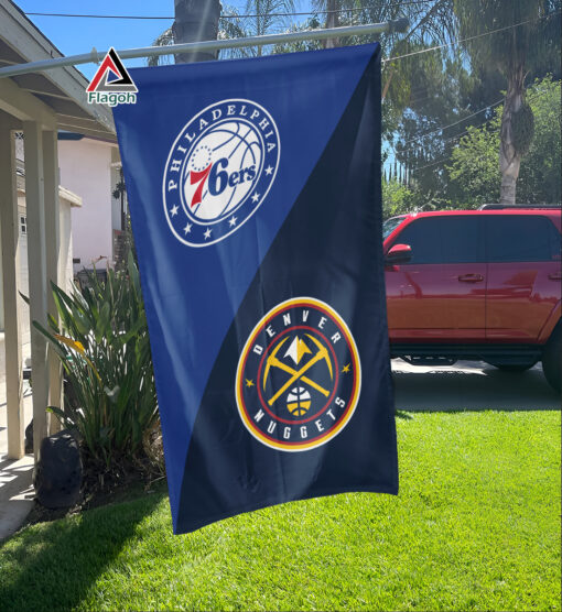 76ers vs Nuggets House Divided Flag, NBA House Divided Flag