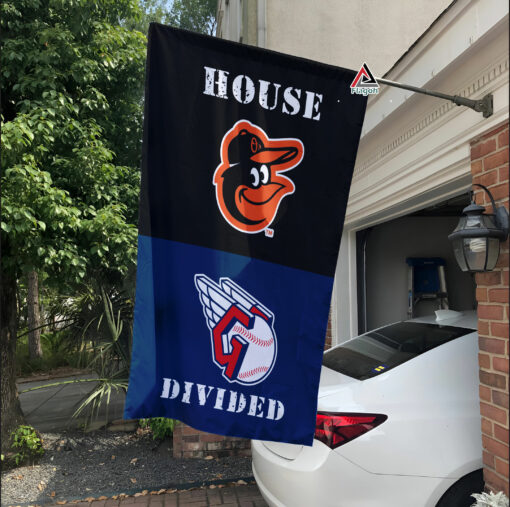 Orioles vs Guardians House Divided Flag, MLB House Divided Flag