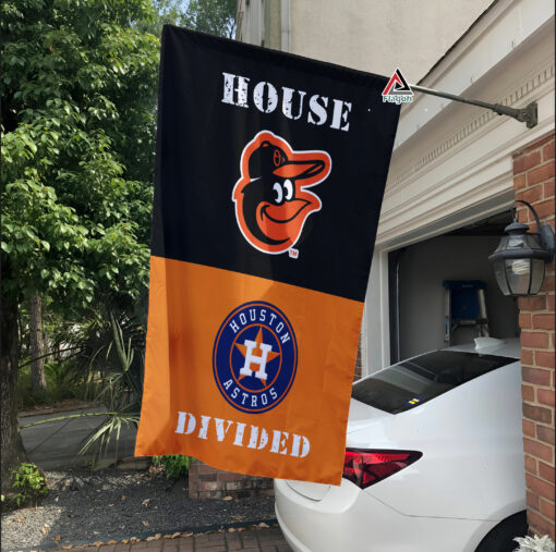 Orioles vs Astros House Divided Flag, MLB House Divided Flag