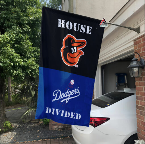 Orioles vs Dodgers House Divided Flag, MLB House Divided Flag