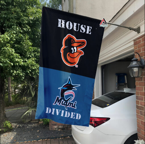 Orioles vs Marlins House Divided Flag, MLB House Divided Flag