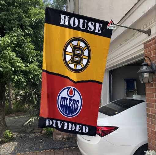 Bruins vs Oilers House Divided Flag, NHL House Divided Flag