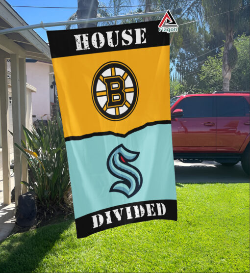 Bruins vs Kraken House Divided Flag, NHL House Divided Flag