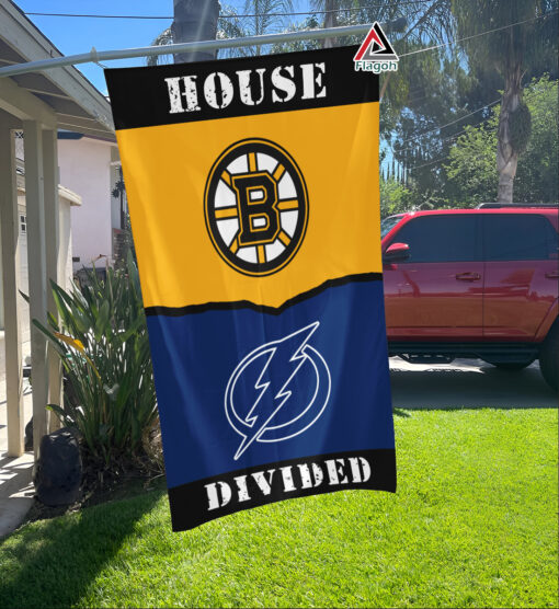 Bruins vs Lightning House Divided Flag, NHL House Divided Flag
