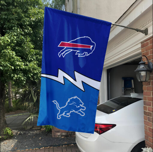 Bills vs Lions House Divided Flag, NFL House Divided Flag