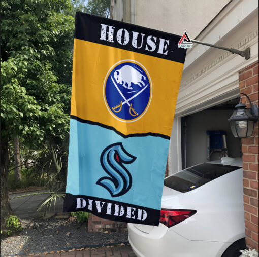 Sabres vs Kraken House Divided Flag, NHL House Divided Flag