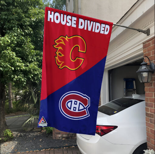 Flames vs Canadiens House Divided Flag, NHL House Divided Flag