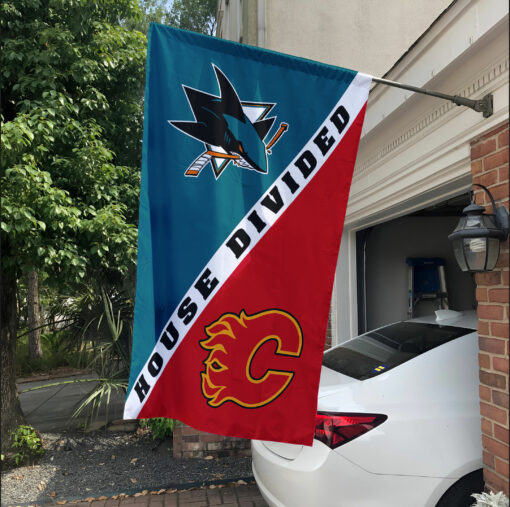 Sharks vs Flames House Divided Flag, NHL House Divided Flag