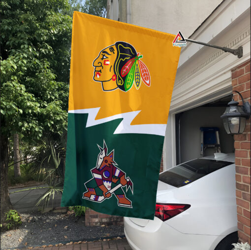 Blackhawks vs Coyotes House Divided Flag, NHL House Divided Flag