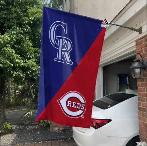 Rockies vs Reds House Divided Flag, MLB House Divided Flag