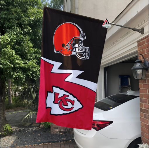Browns vs Chiefs House Divided Flag, NFL House Divided Flag