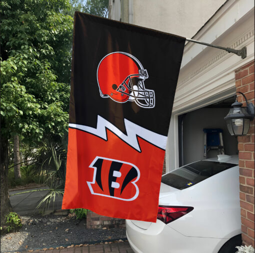 Browns vs Bengals House Divided Flag, NFL House Divided Flag