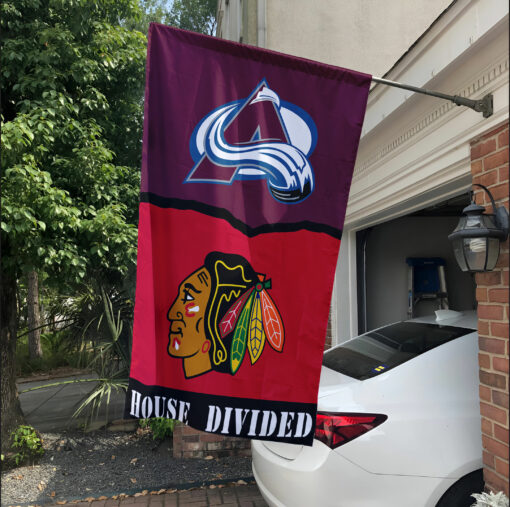 Avalanche vs Blackhawks House Divided Flag, NHL House Divided Flag