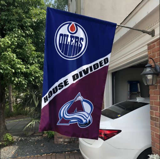 Oilers vs Avalanche House Divided Flag, NHL House Divided Flag
