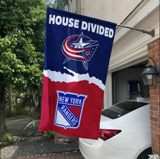 Blue Jackets vs Rangers House Divided Flag, NHL House Divided Flag