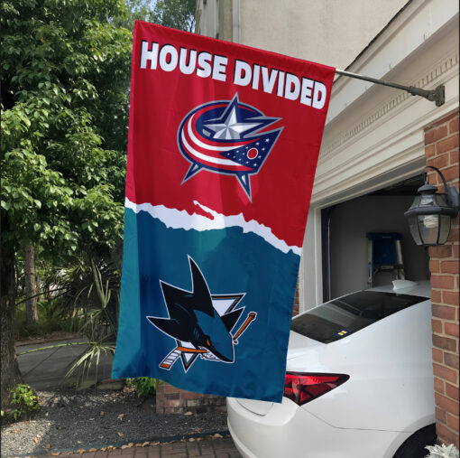 Blue Jackets vs Sharks House Divided Flag, NHL House Divided Flag