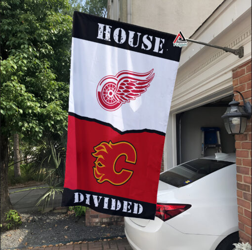 Red Wings vs Flames House Divided Flag, NHL House Divided Flag