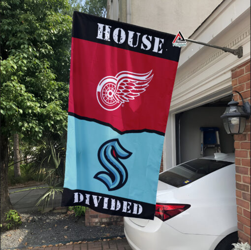 Red Wings vs Kraken House Divided Flag, NHL House Divided Flag
