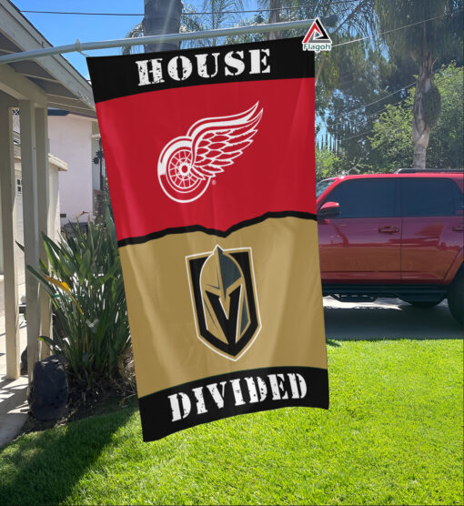 Red Wings vs Golden Knights House Divided Flag, NHL House Divided Flag