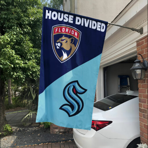 Panthers vs Kraken House Divided Flag, NHL House Divided Flag