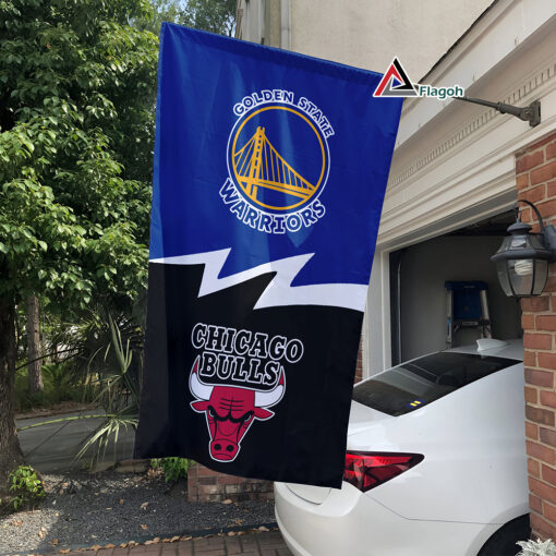 Warriors vs Bulls House Divided Flag, NBA House Divided Flag