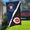 Astros vs Reds House Divided Flag, MLB House Divided Flag, MLB House Divided Flag