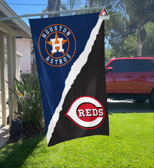 Astros vs Reds House Divided Flag, MLB House Divided Flag