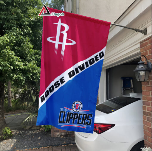 Rockets vs Clippers House Divided Flag, NBA House Divided Flag