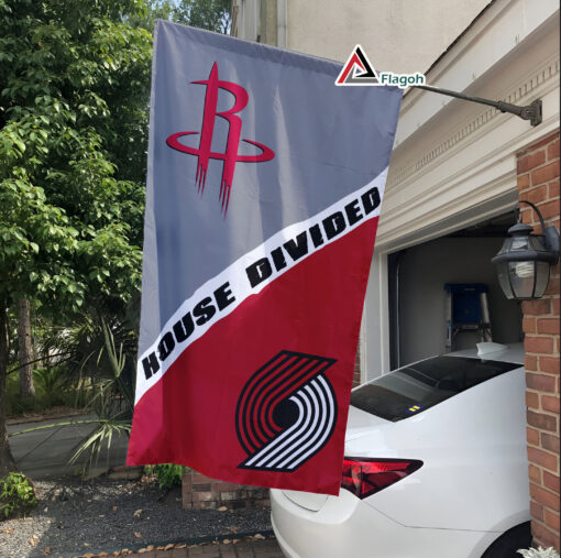 Rockets vs Trail Blazers House Divided Flag, NBA House Divided Flag