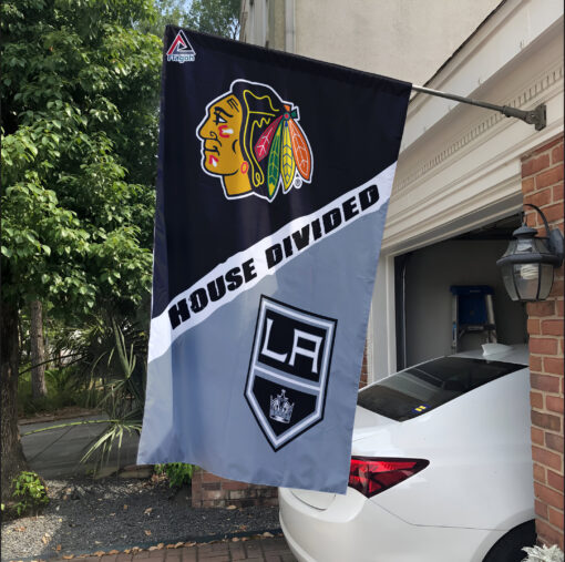 Blackhawks vs Kings House Divided Flag, NHL House Divided Flag
