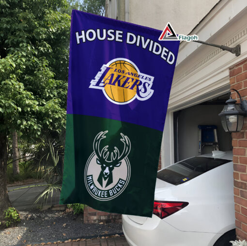 Lakers vs Bucks House Divided Flag, NBA House Divided Flag