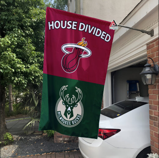 Heat vs Bucks House Divided Flag, NBA House Divided Flag