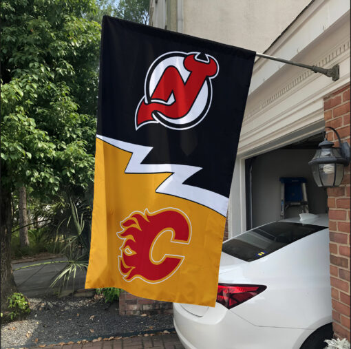 Devils vs Flames House Divided Flag, NHL House Divided Flag
