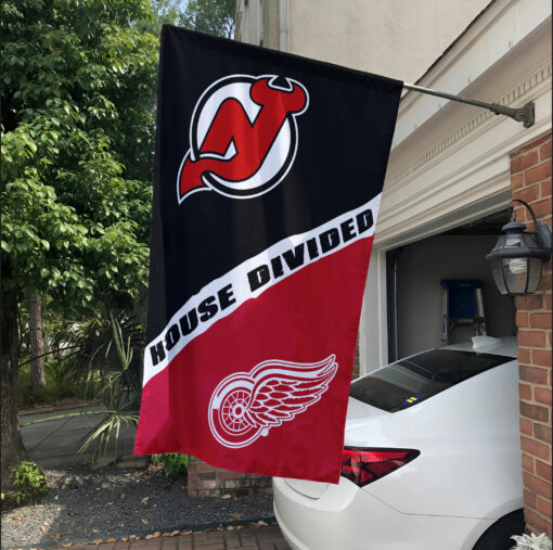 Devils vs Red Wings House Divided Flag, NHL House Divided Flag
