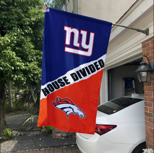Giants vs Broncos House Divided Flag, NFL House Divided Flag