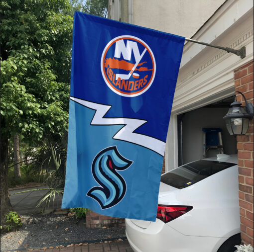Islanders vs Kraken House Divided Flag, NHL House Divided Flag