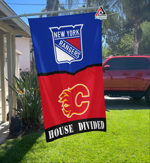 Rangers vs Flames House Divided Flag, NHL House Divided Flag