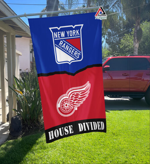 Rangers vs Red Wings House Divided Flag, NHL House Divided Flag