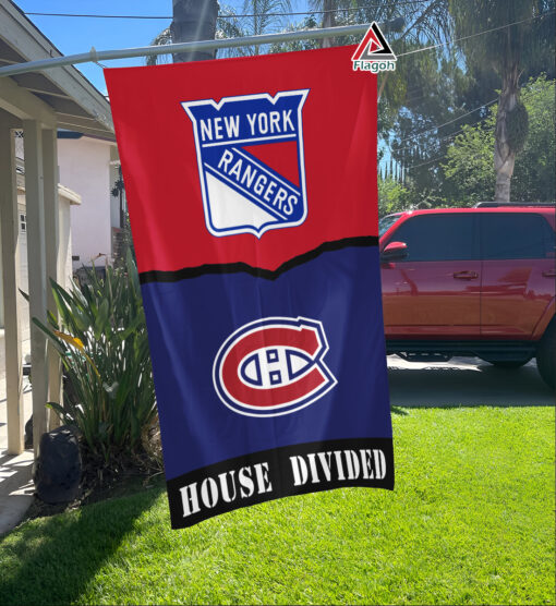 Rangers vs Canadiens House Divided Flag, NHL House Divided Flag