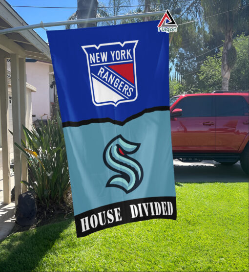 Rangers vs Kraken House Divided Flag, NHL House Divided Flag