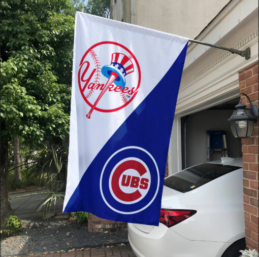 Yankees vs Cubs House Divided Flag, MLB House Divided Flag