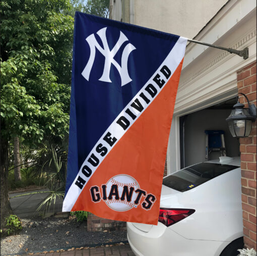 Yankees vs Giants House Divided Flag, MLB House Divided Flag