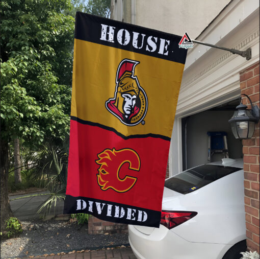 Senators vs Flames House Divided Flag, NHL House Divided Flag