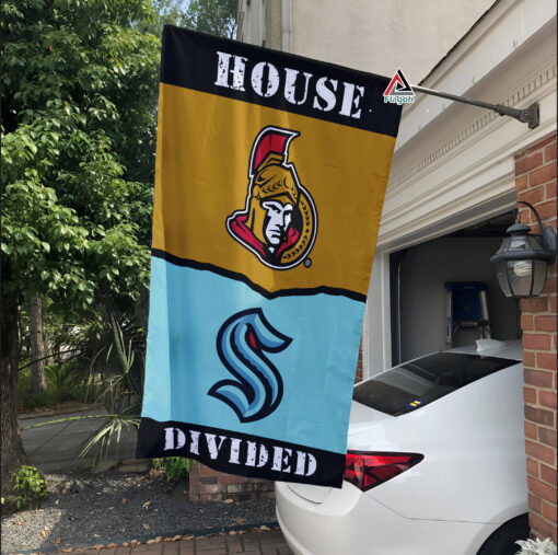 Senators vs Kraken House Divided Flag, NHL House Divided Flag