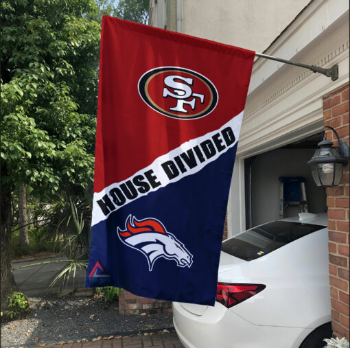 49ers vs Broncos House Divided Flag, NFL House Divided Flag