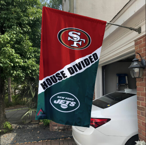 49ers vs Jets House Divided Flag, NFL House Divided Flag