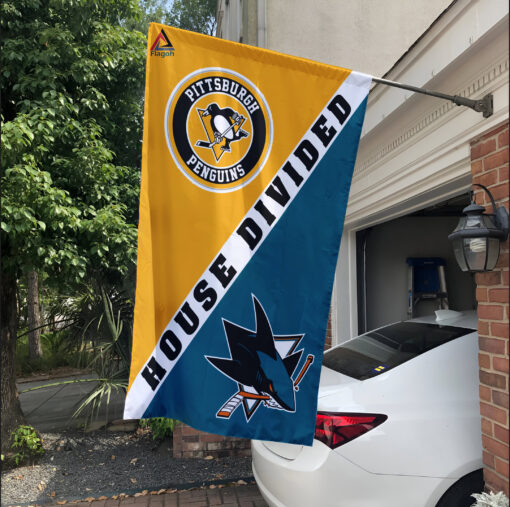 Penguins vs Sharks House Divided Flag, NHL House Divided Flag