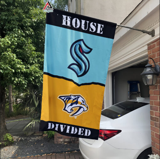 Kraken vs Predators House Divided Flag, NHL House Divided Flag