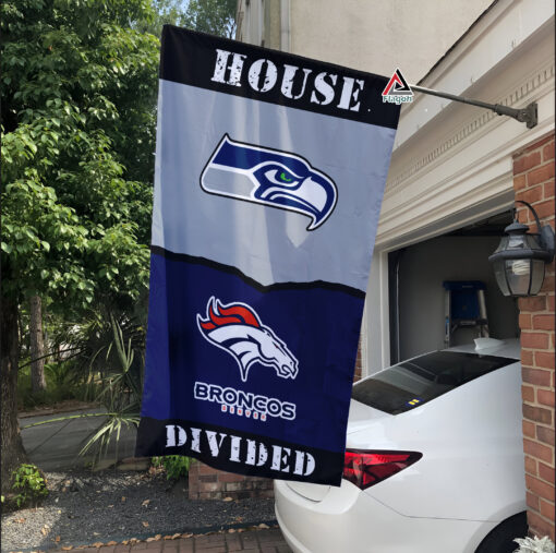Seahawks vs Broncos House Divided Flag, NFL House Divided Flag